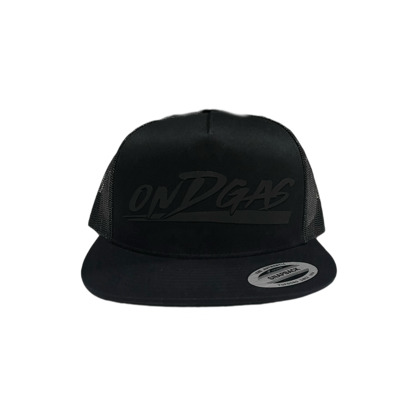 Black on Black SUEDE ONDGAS logo (trucker hat)