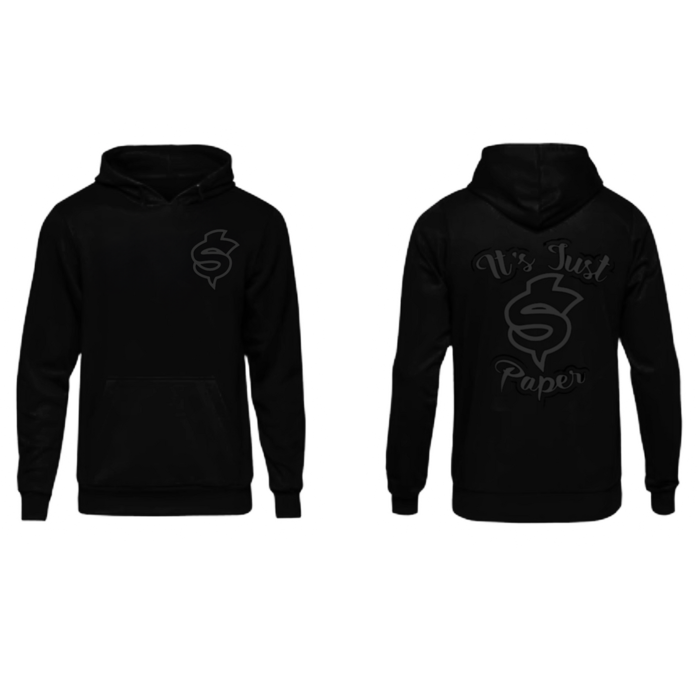 Black on Black reflective It s Just Paper Hoodie
