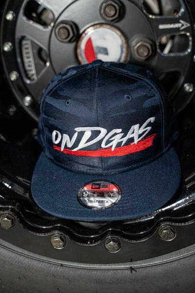 Blue Camo Snapback with NEW ONDGAS logo (trucker hat)
