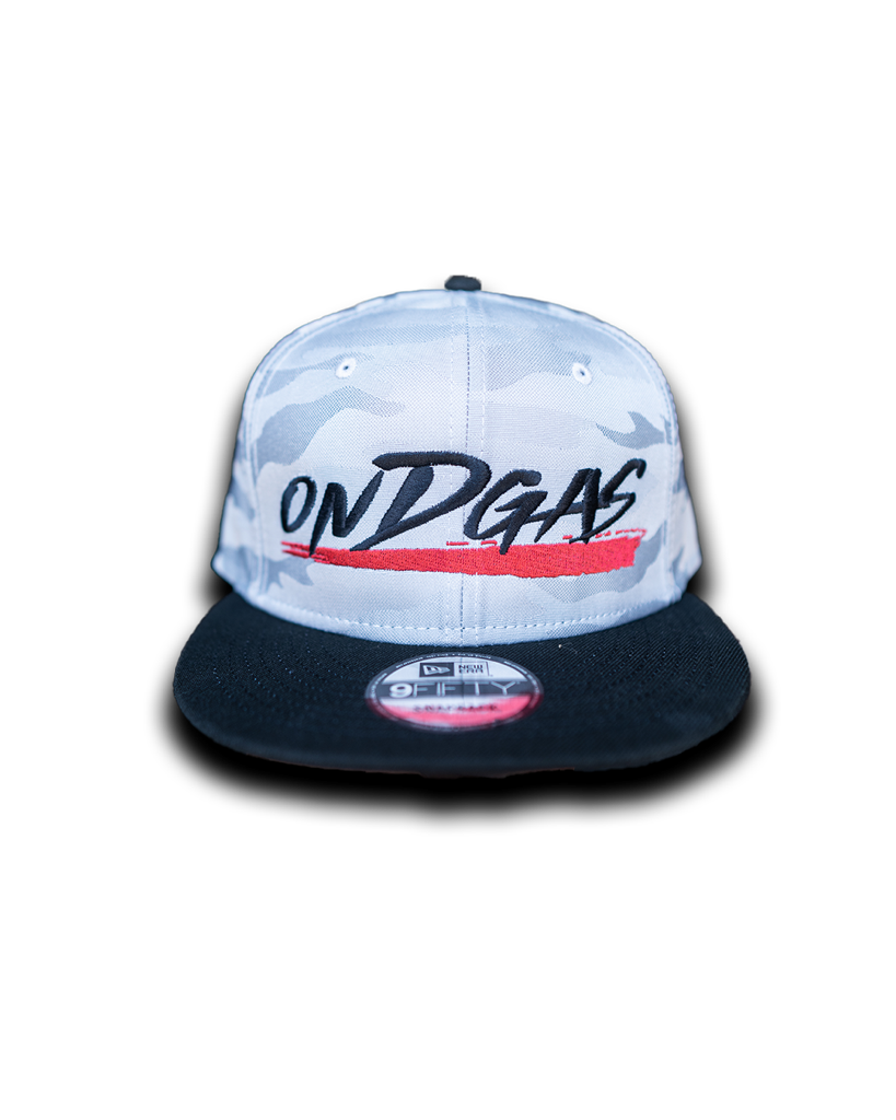 ONDGAS Gray Camo Red Brush SnapBack
