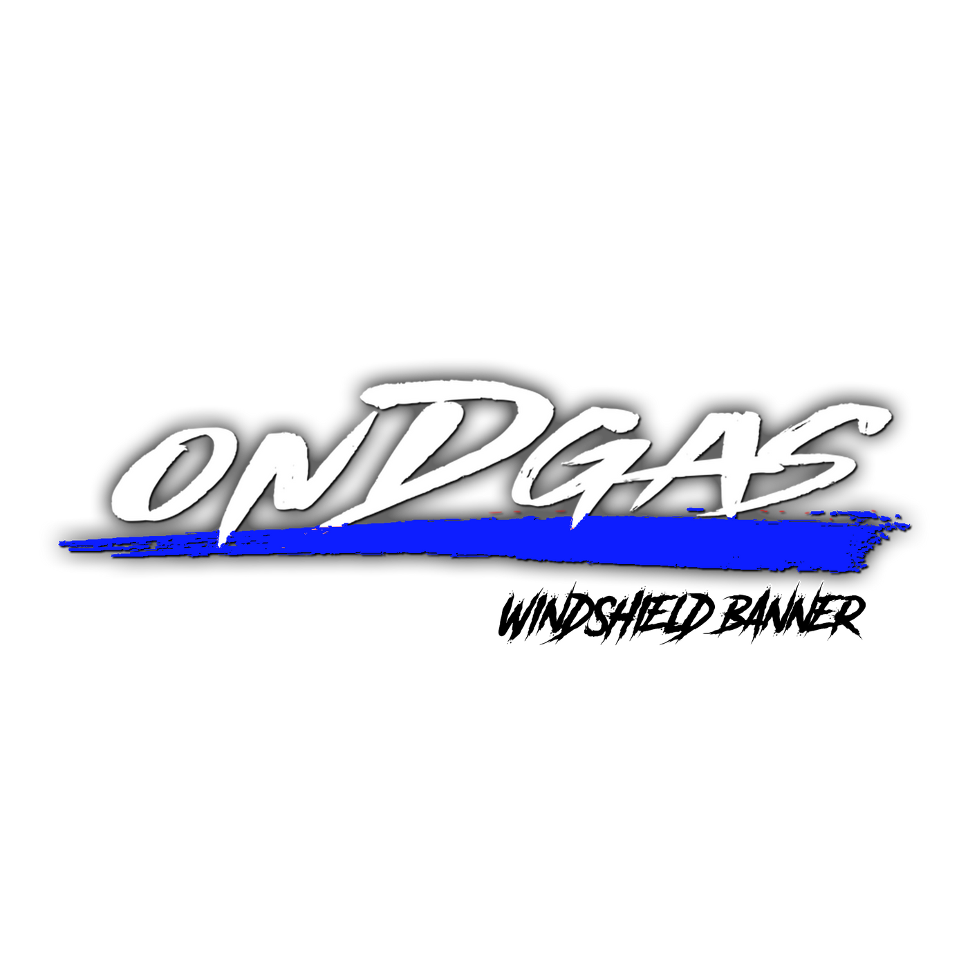 Blue and White ONDGAS WINDSHIELD decal