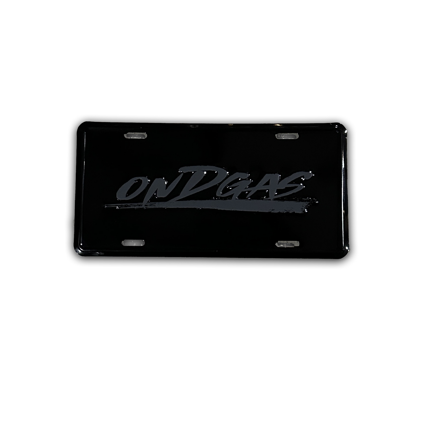 All Black ONDGAS Metal License Plate