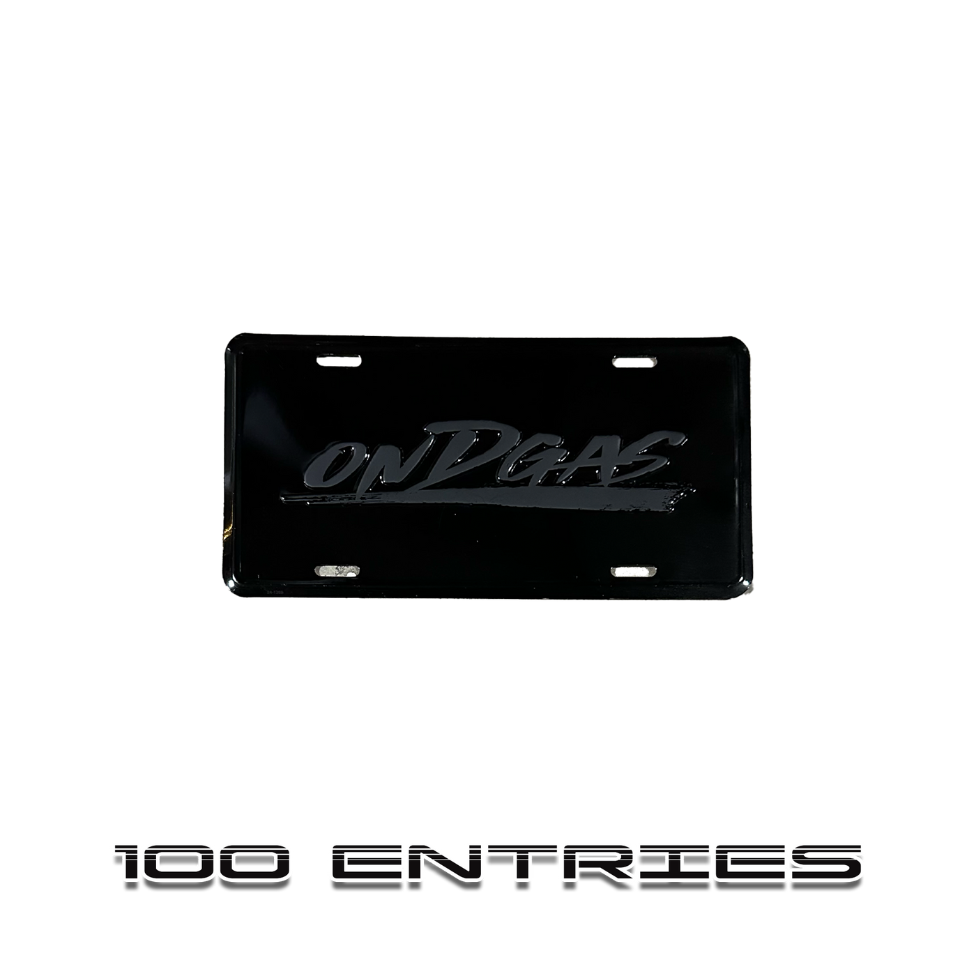 100 Entries:  BLACK ON BLACK ONDGAS Metal Plate